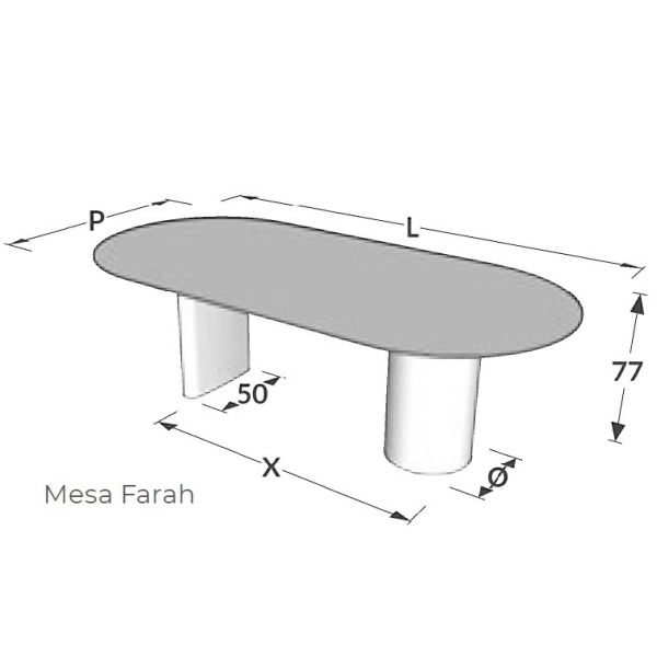 Mesa de Jantar Farah Jmarcon - Ref. M374 - 1,80x0,77x1,00