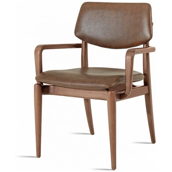 Cadeira SIER Cacau Ref:196370 Encosto e Assento Estofado c/Braço 61x61x84cm