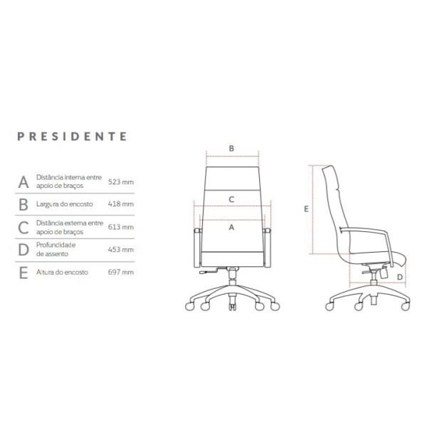 Cadeira Suprema Presidente Mobiloja / Base Standard RDZ 50 PA - MecanismoRelax