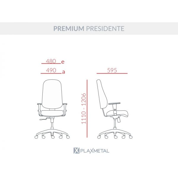 Cadeira Premium Presidente Mobiloja Mecanismo Autocompensador - Base Standar