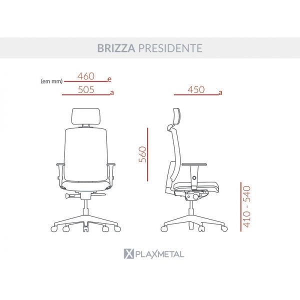 Cadeira de Escritório Brizza Soft Presidente Mobiloja Ref.37858 c/apoio de cabeça