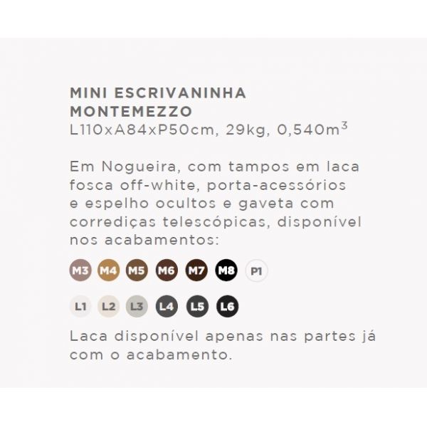 Escrivaninha Armil Montemezzo Mini - Ref. 127033 - 1,10x0,84x0,50