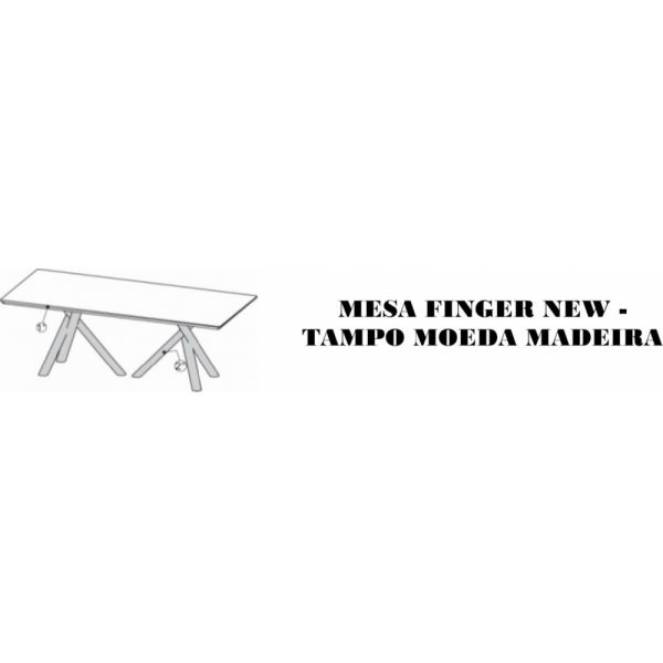 Mesa Finger New SIER Tampo Moeda Madeira (Medidas na descrição)