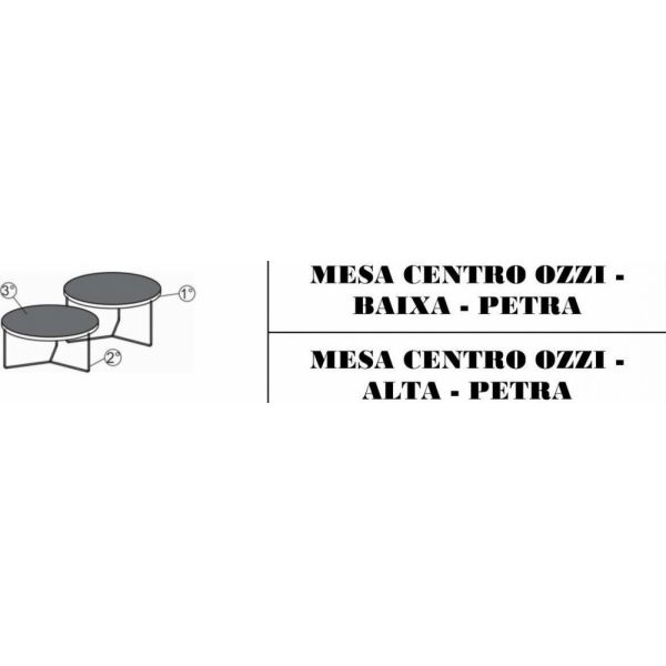 Mesa Centro Ozzi SIER Baixa Petra (Medidas na descrição)