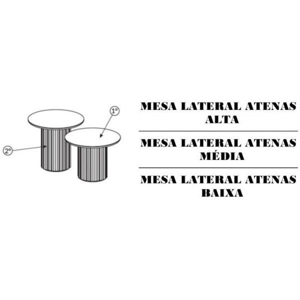 Mesa Lateral Atenas SIER Baixa Ref:196847 0,60x0,60x0,46m (Detalhes na Descrição)