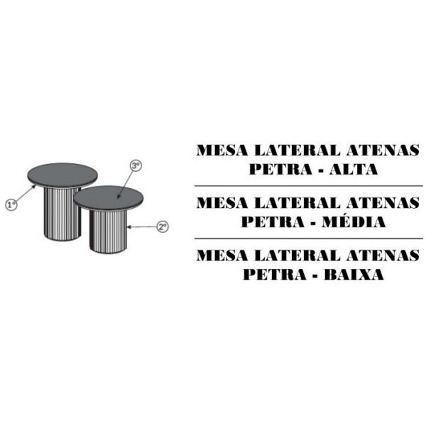Mesa Lateral Atenas SIER Petra Alta Ref:196848 0,60x0,60x0,66m (Detalhes na Descrição)