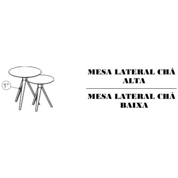 Mesa Lateral Chá SIER Alta Ref:98100 0,60x0,60x0,65m (Detalhes na Descrição)