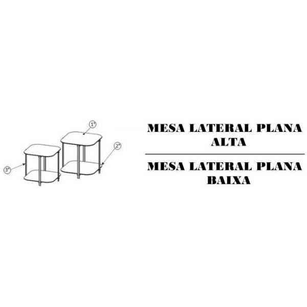 Mesa Lateral Plana SIER Baixa Ref:200584 0,66x0,66x0,55m (Detalhes na Descrição)