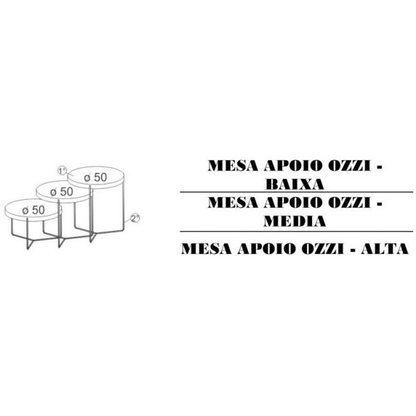 Mesa Apoio Ozzi SIER Media Ref:71376 0,50x0,50x0,46m (Detalhes na Descrição)
