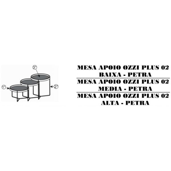 Mesa Apoio Ozzi Plus 02 SIER Media Petra Ref:180710 0,50x0,50x0,46m (Detalhes na Descrição)