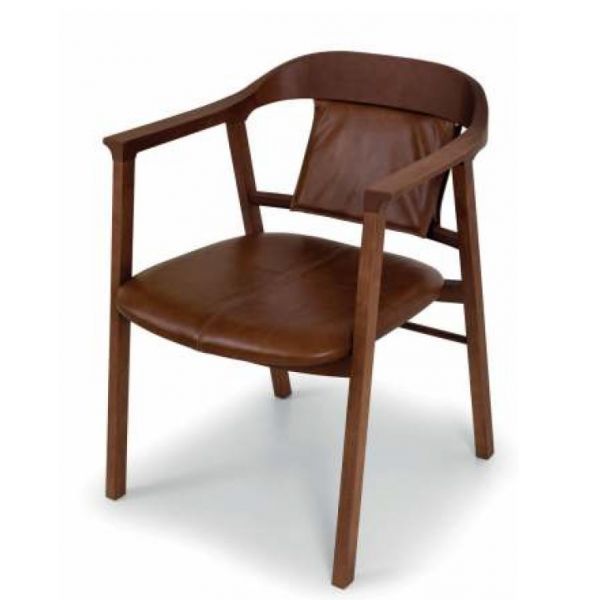Cadeira Arquelis Cosmopolitan Encosto Couro Assento Tecido Móveis James - Ref.73017 - 56x79x56